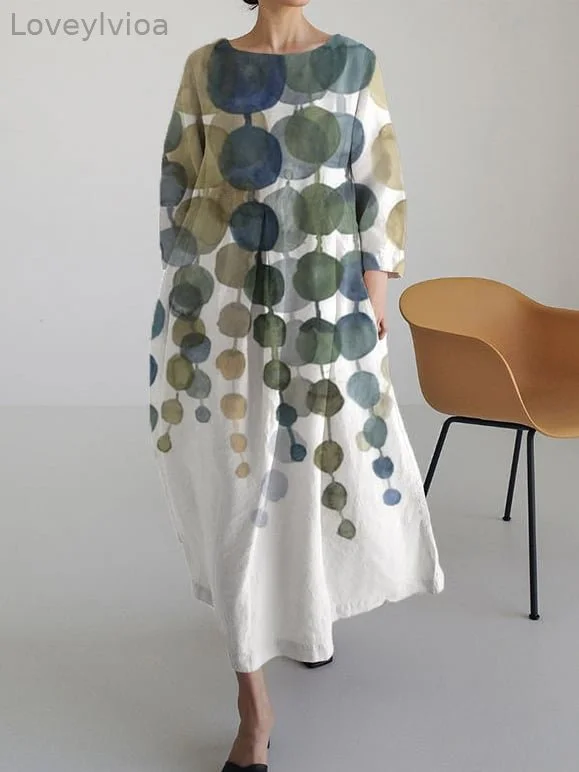 Women's Retro Floral Ombre Casual Print Dress