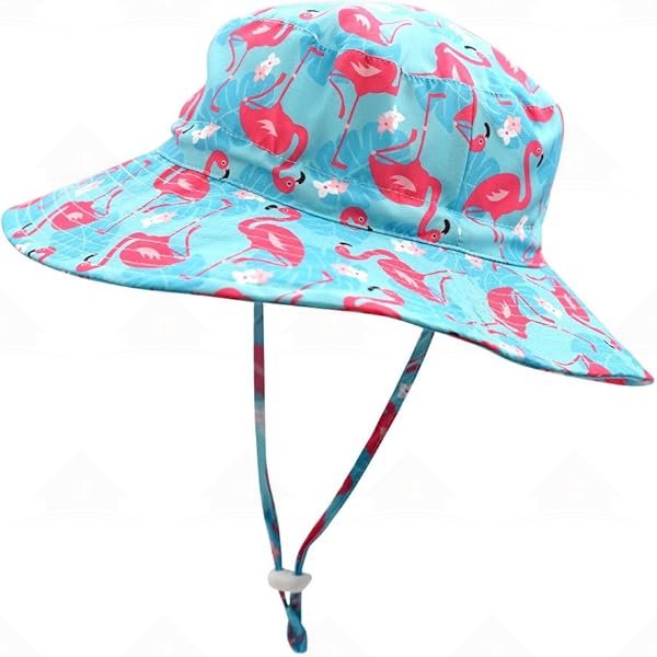 Home Prefer UPF50+ Wide Brim Sun Hat Boys Girls Sun Protection Hat Zoo Beach Swim Safari Bucket Hat for Baby Toddler Kid Flamingo