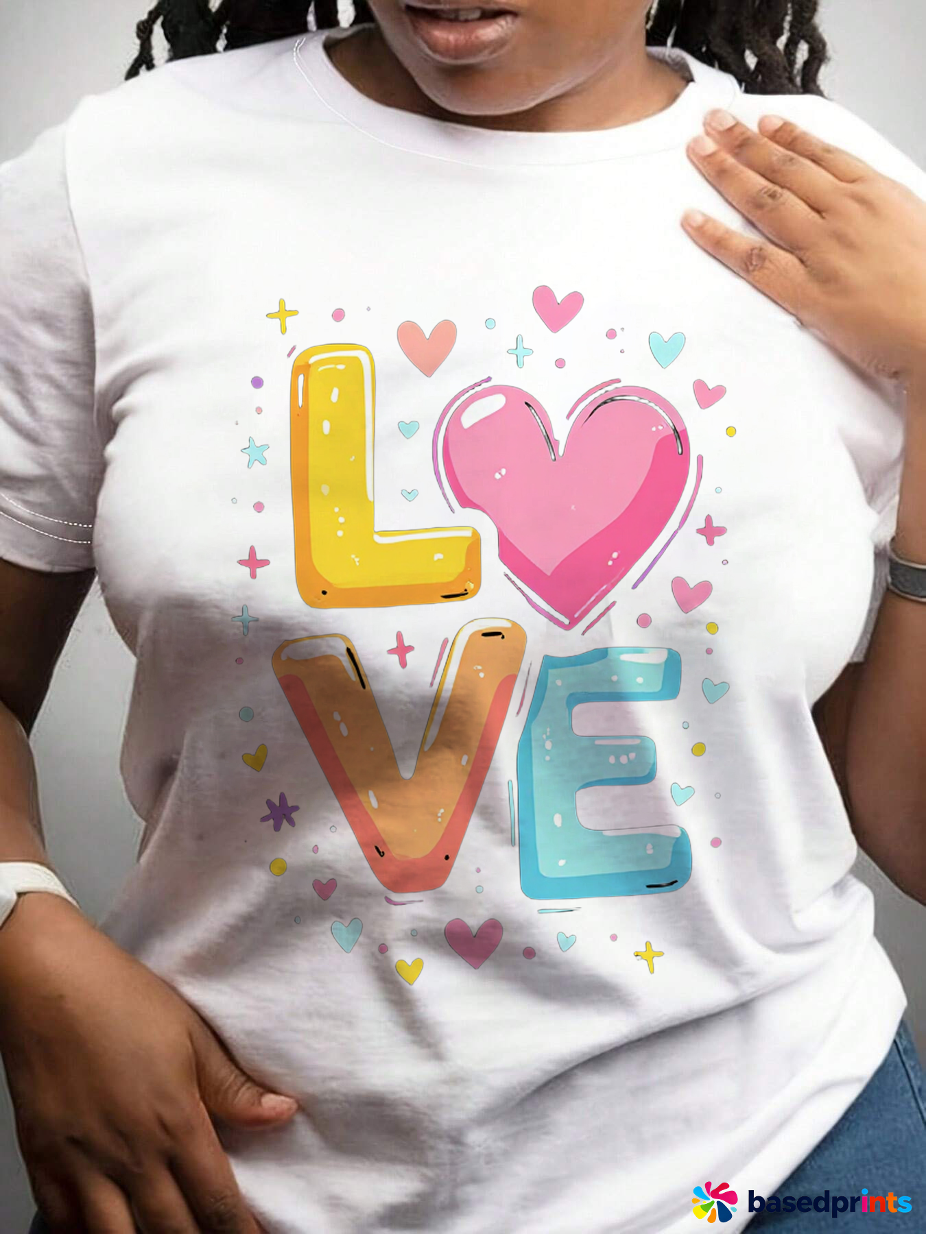 Love Graphic Tee White Cotton Casual T-Shirt
