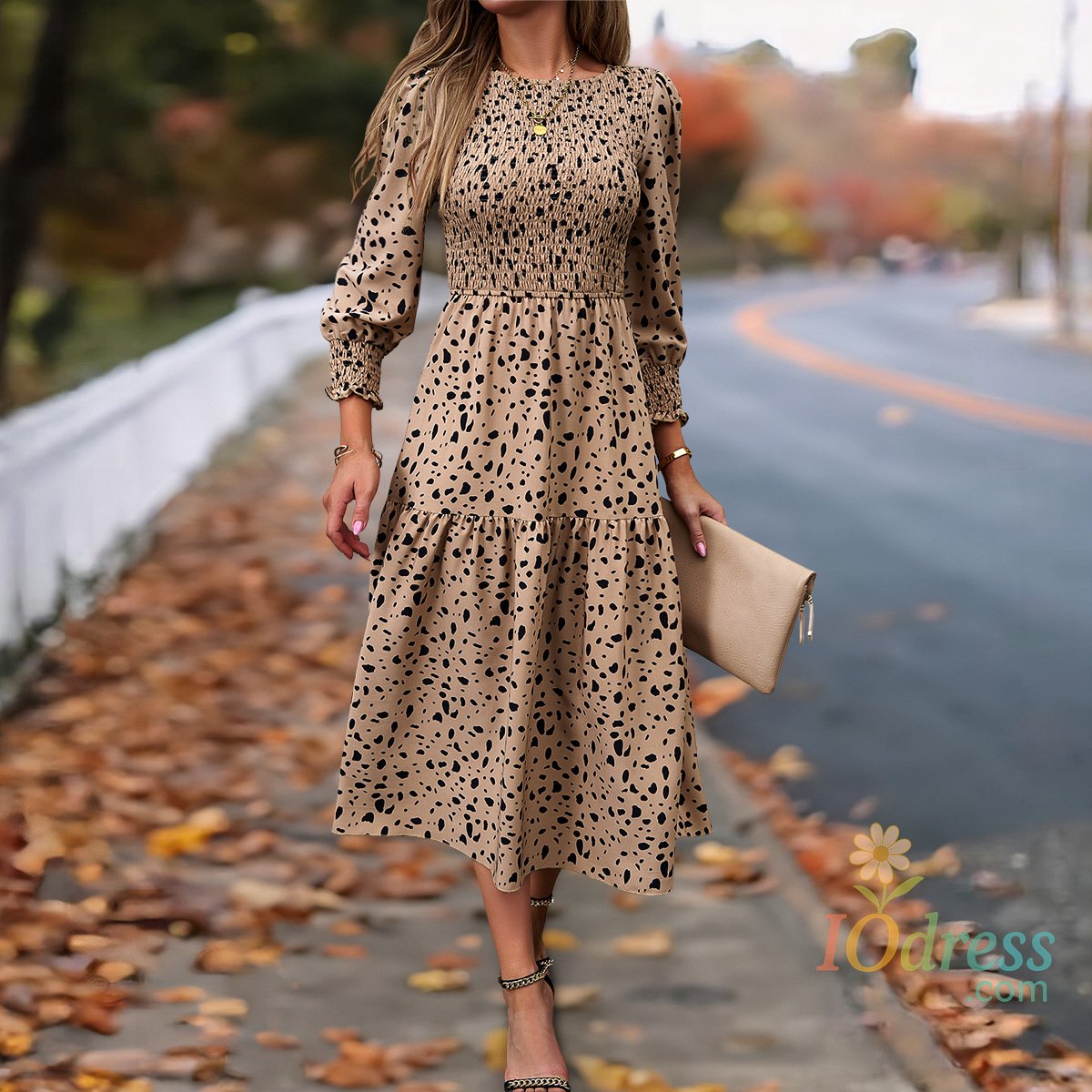 IO Dress Elegant Office Lady Dress for Women Robe Vintage Dresses Long Sleeve Streetwear Casual Gown Outfit Female Clothing Vestidos