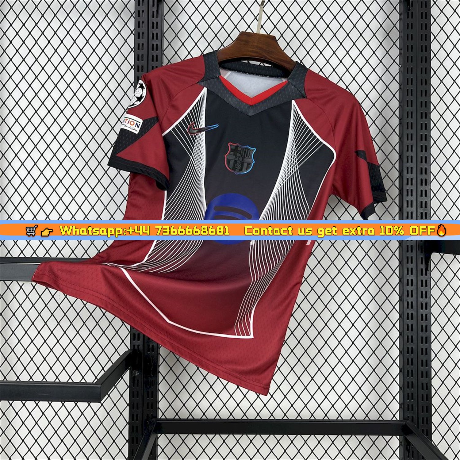B.A.R.S.A 25-26 T90 Red Black Gradient and White Lines Special Jersey - Fans Version