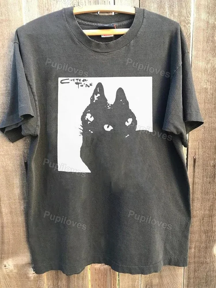 Pupiloves Pupiloves Vintage Cocteau Twin Cat Aesthetic Inpsired T-shirt