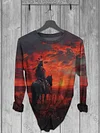 Unisex Red Sunset Art Print Short Sleeve Casual T-Shirt