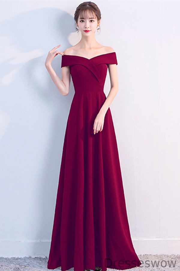 Dresseswow Off-the-Shoulder Long Evening Dress Zipper Back