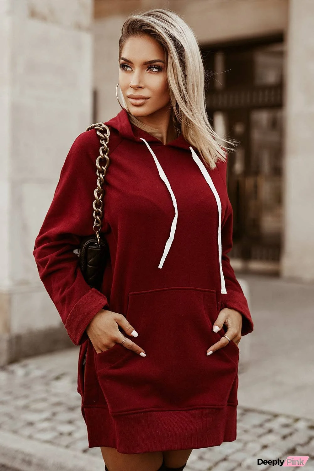 Side Slit Raglan Sleeve Hoodie