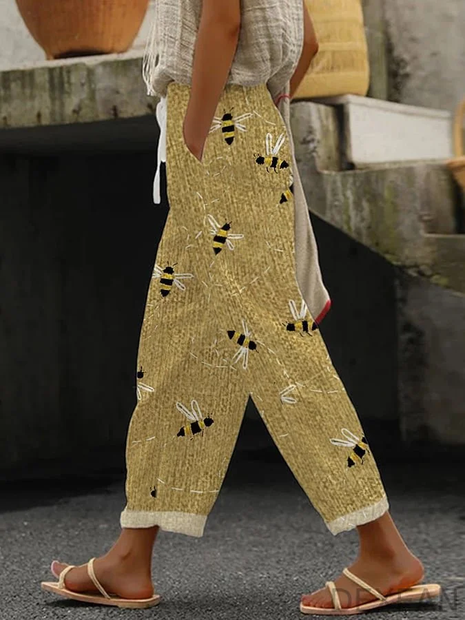 Women's Bee Print Casual Pants