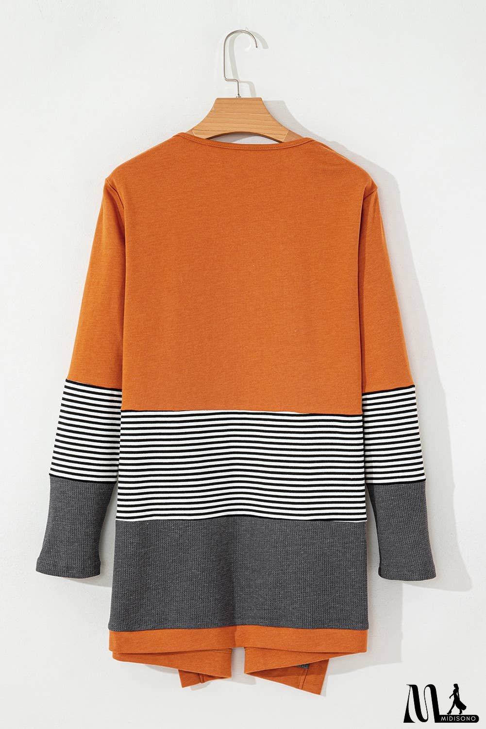Colorblock Striped Patchwork Open Cardigan