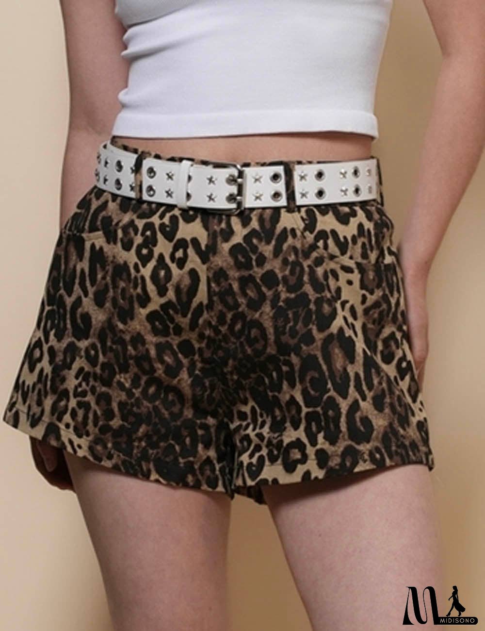 Ladies Everyday Leopard Denim Shorts SKS50102