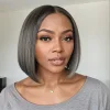 Salt and Pepper Highlight Wig Straight Bob Wig