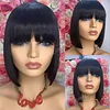 Glueless Short Bob Wig With Bangs Straight Hair Wigs