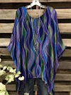 Women's Art Abstract Irregular Wave Print Casual Top
