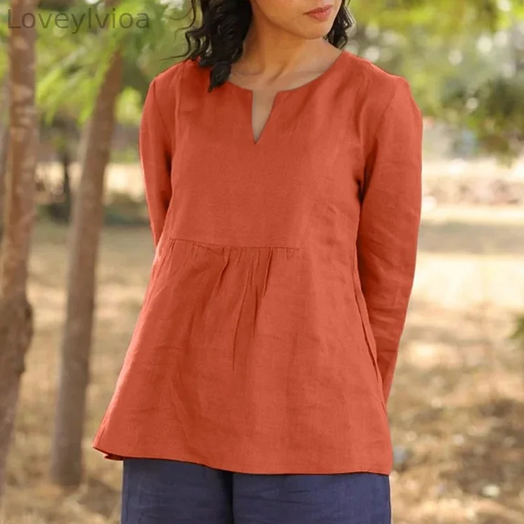 Solid Color Comfortable Casual Loose Fitting Long Sleeved Shirt