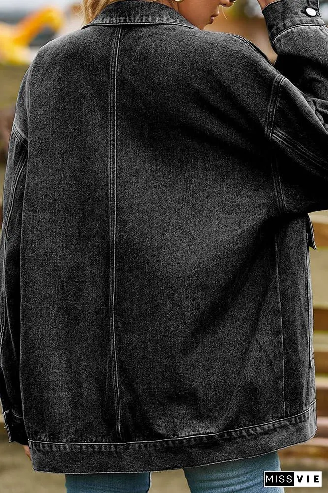 Plain Washed Denim Big Pockets Oversize Jacket MN22