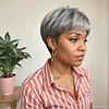 Glueless Short Salt & Pepper Pixie Cut Wig