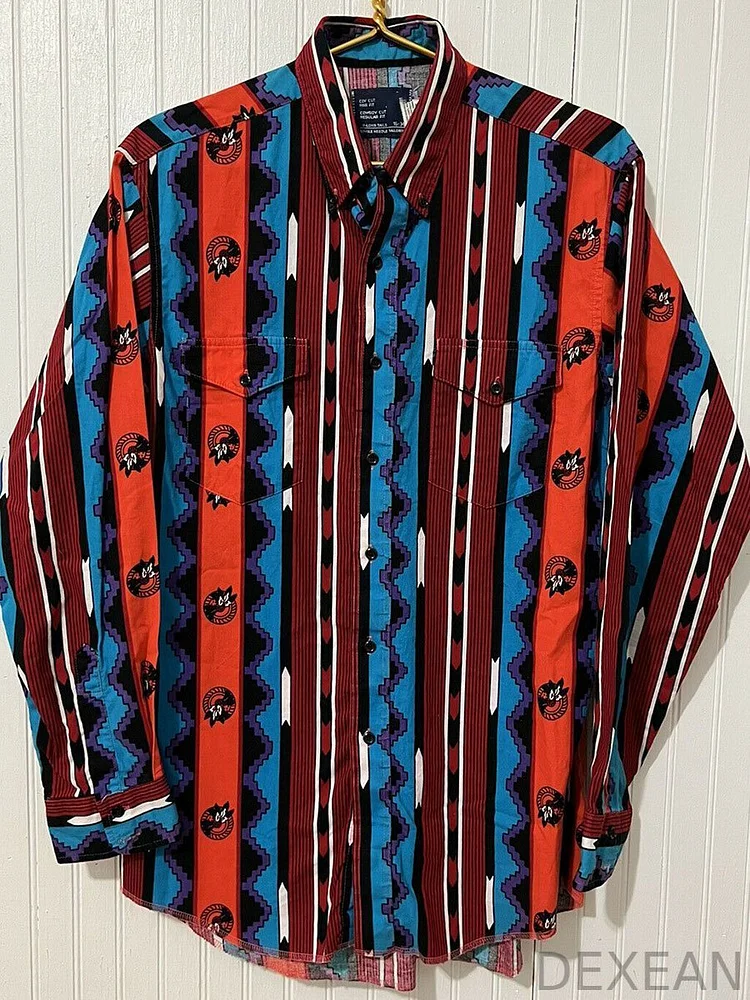 Retro Western Cowboy Style Print Casual Shirt