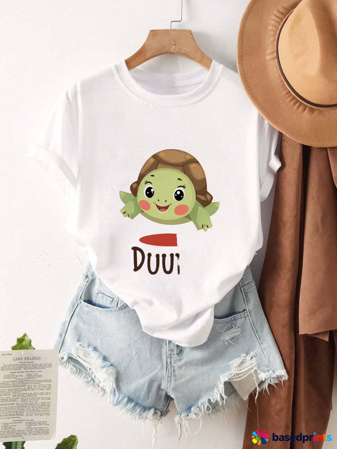 Cute Turtle Print Short Sleeve T-Shirt Women Summer Casual Tee Tops