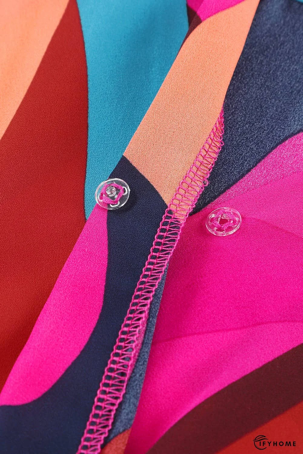 Abstract Printed Belted Puff Sleeve Mini Dress | IFYHOME