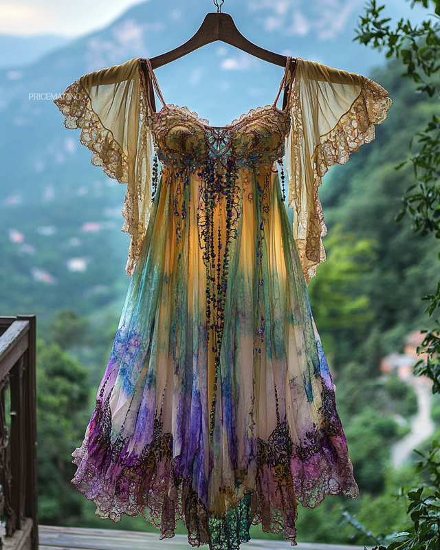 Summer Holiday Ruffle Lace Contrast Dress 1f8a