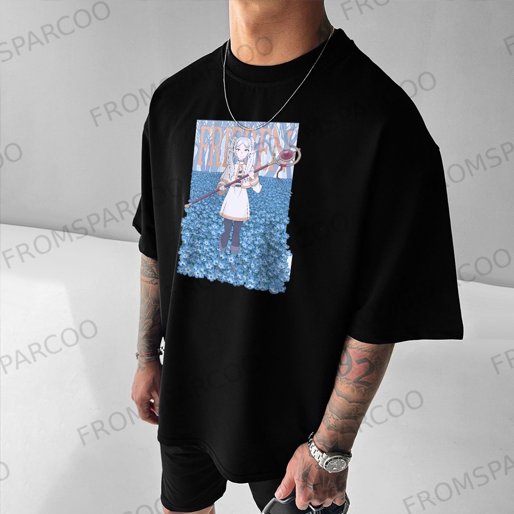 Casual Healing Anime Simple Large Print T-Shirt