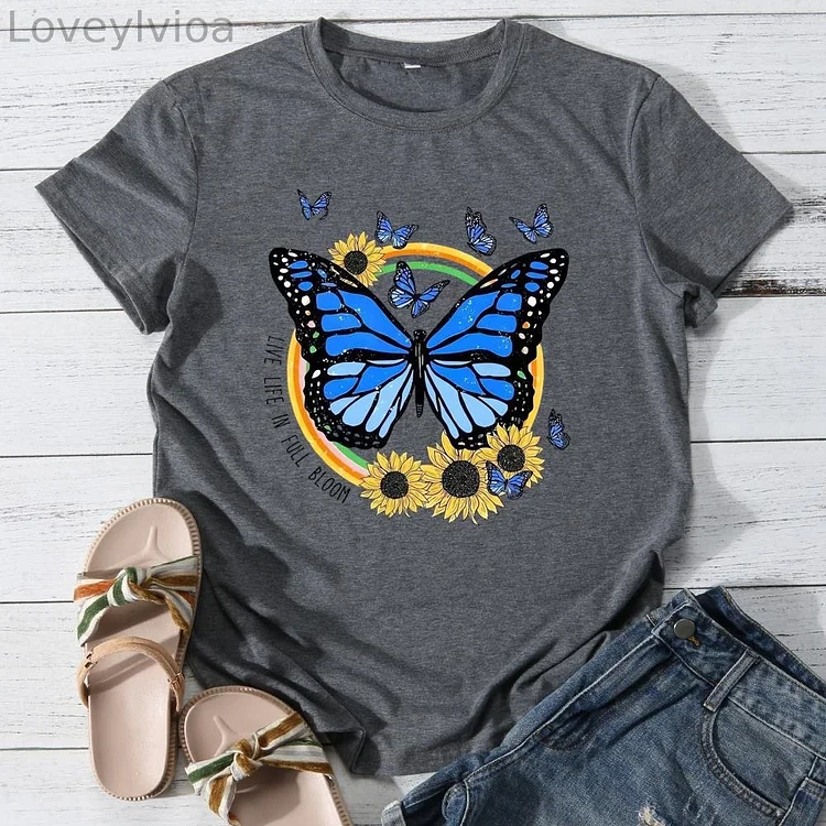 Live life in full bloom Round Neck T-shirt-0025888