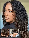 Ombre Chestnut Brown Curly Wig Put On and Go Glueless Hair with Invisi Drawstring