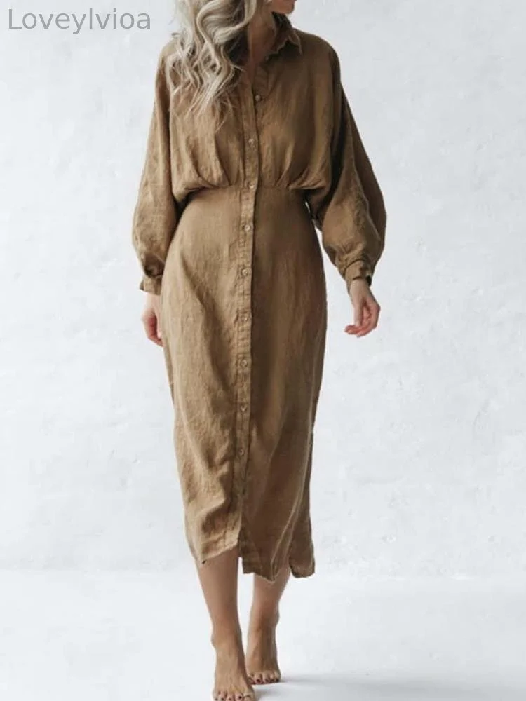 Solid Color Pleated Elegant Dress