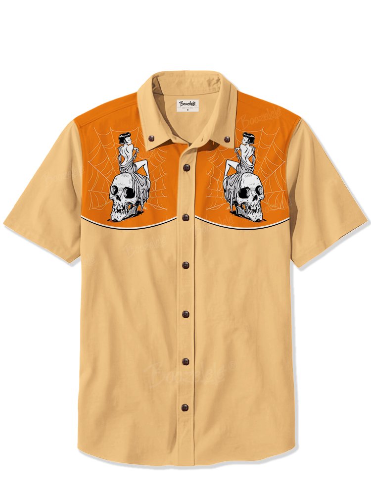 Beauty sitting on skull - 100% Cotton Shirt