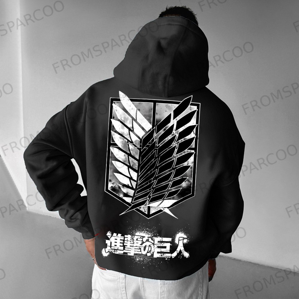 Unisex Oversized Attack on Titan Anime Print Hoodie