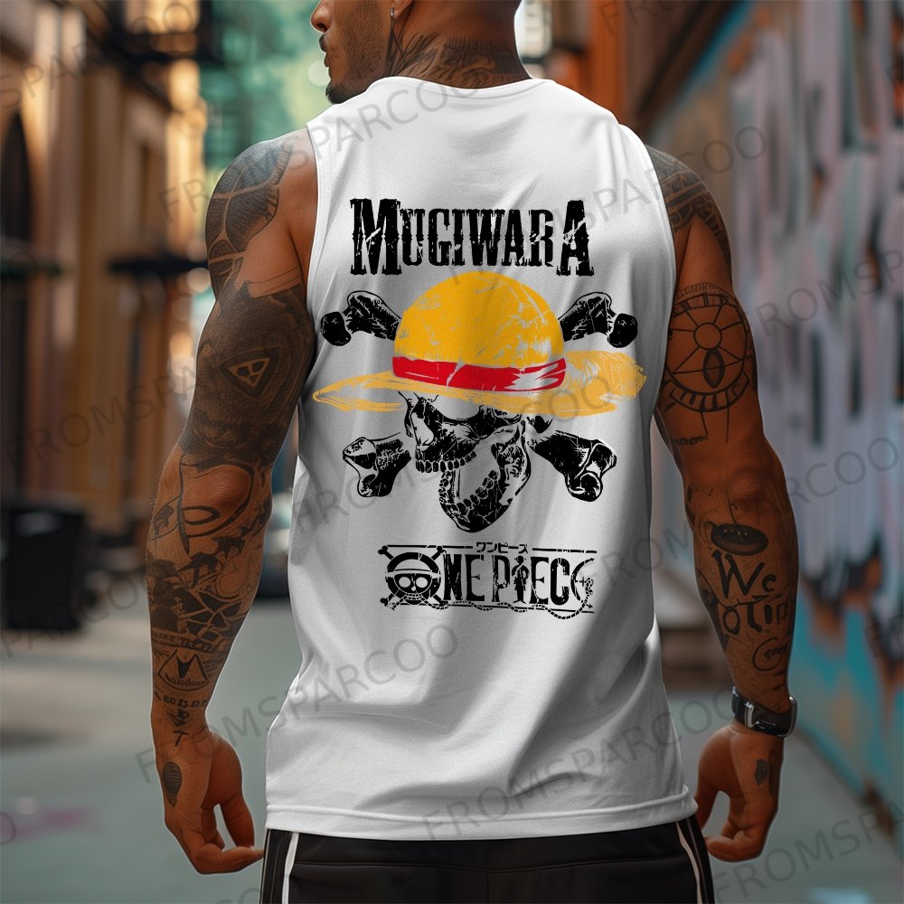 Oversized Anime Print Gym Tank Top