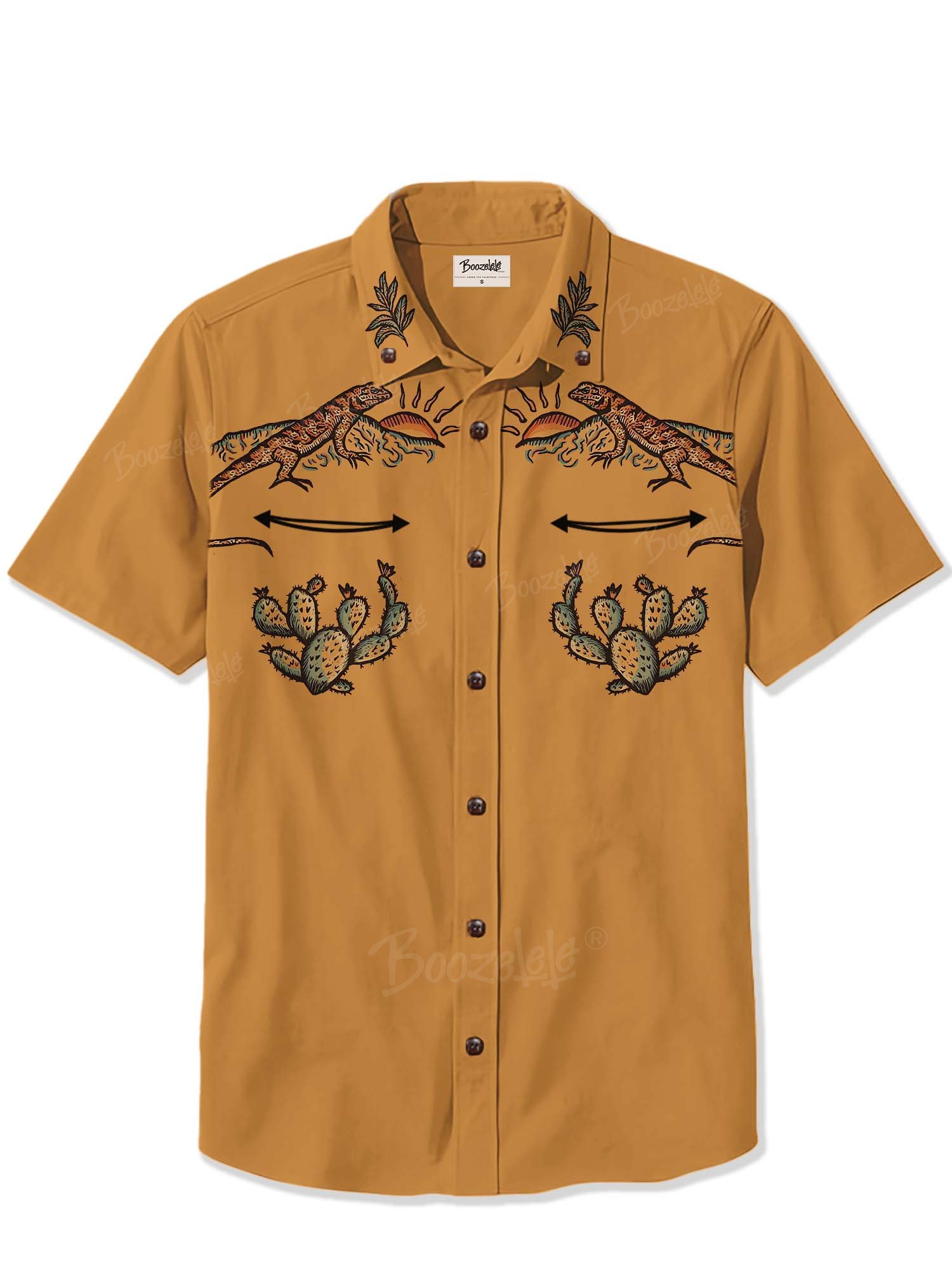 Lizard And Cactus In The Desert - 100% Cotton Shirt