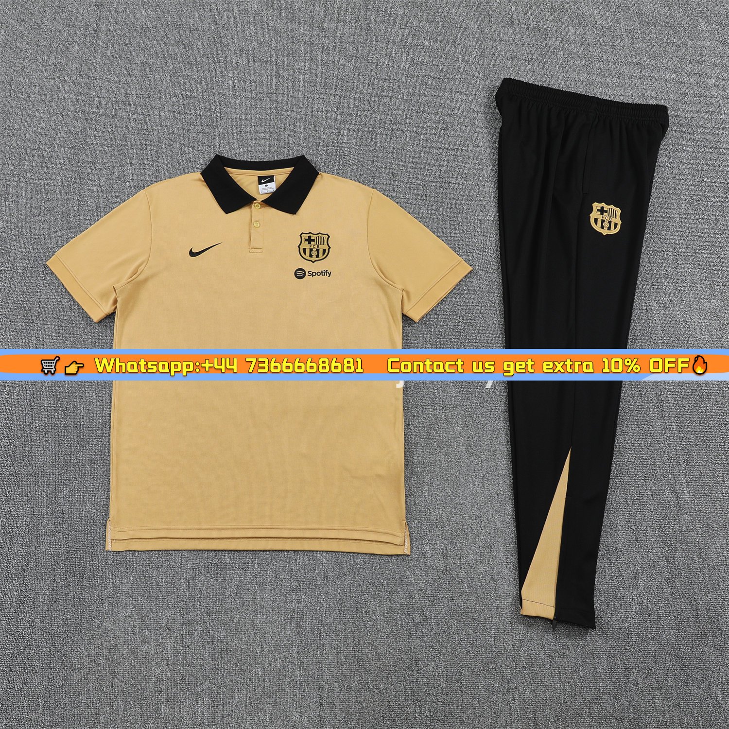 B.A.R.S.A 25-26 POLO Short-Sleeve Training Set - Light Brown Top and Black Pants