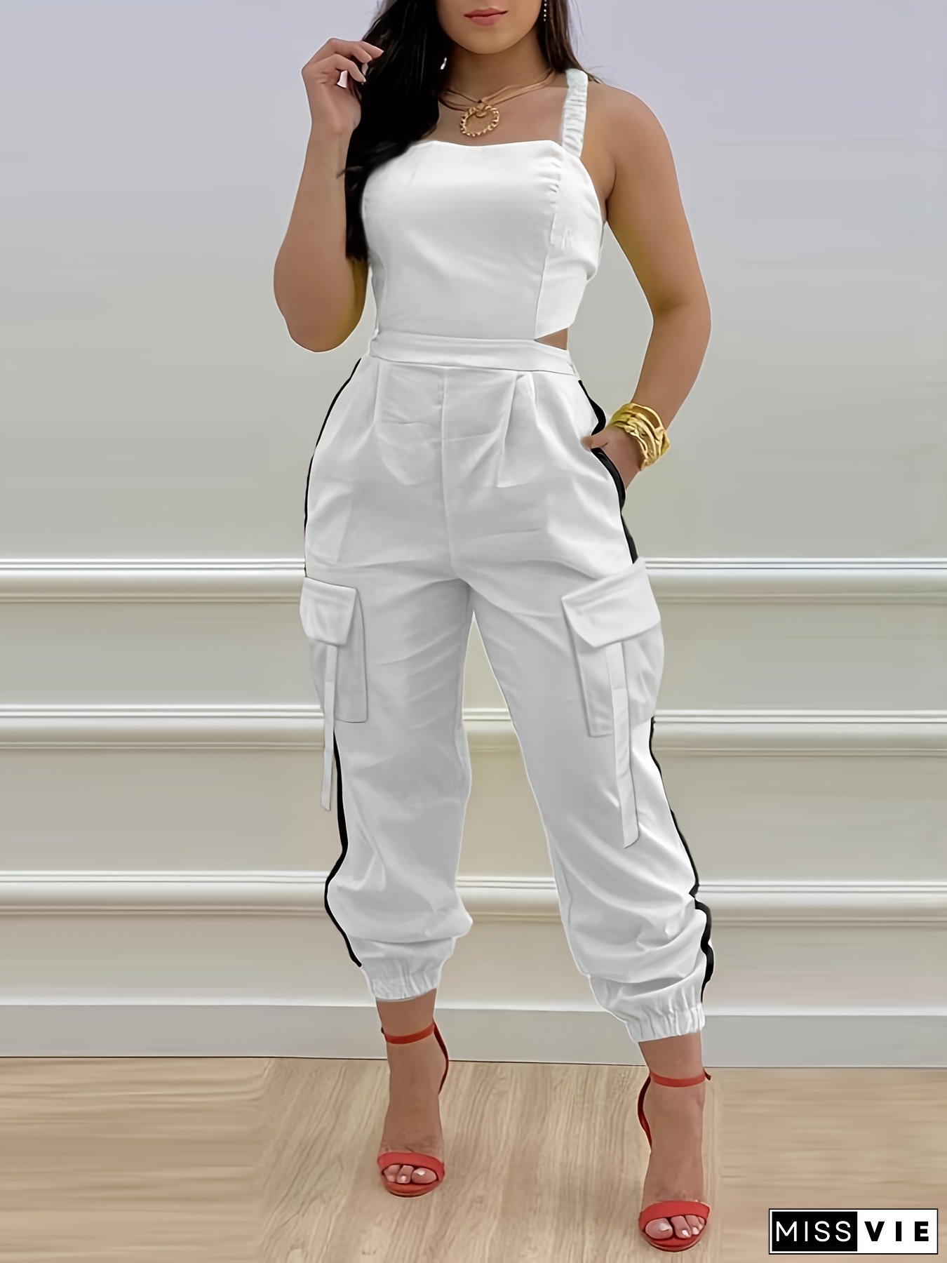 [Women's Jumpsuit] Women's Long Vest Jumpsuit | Vest Long Pants for Women