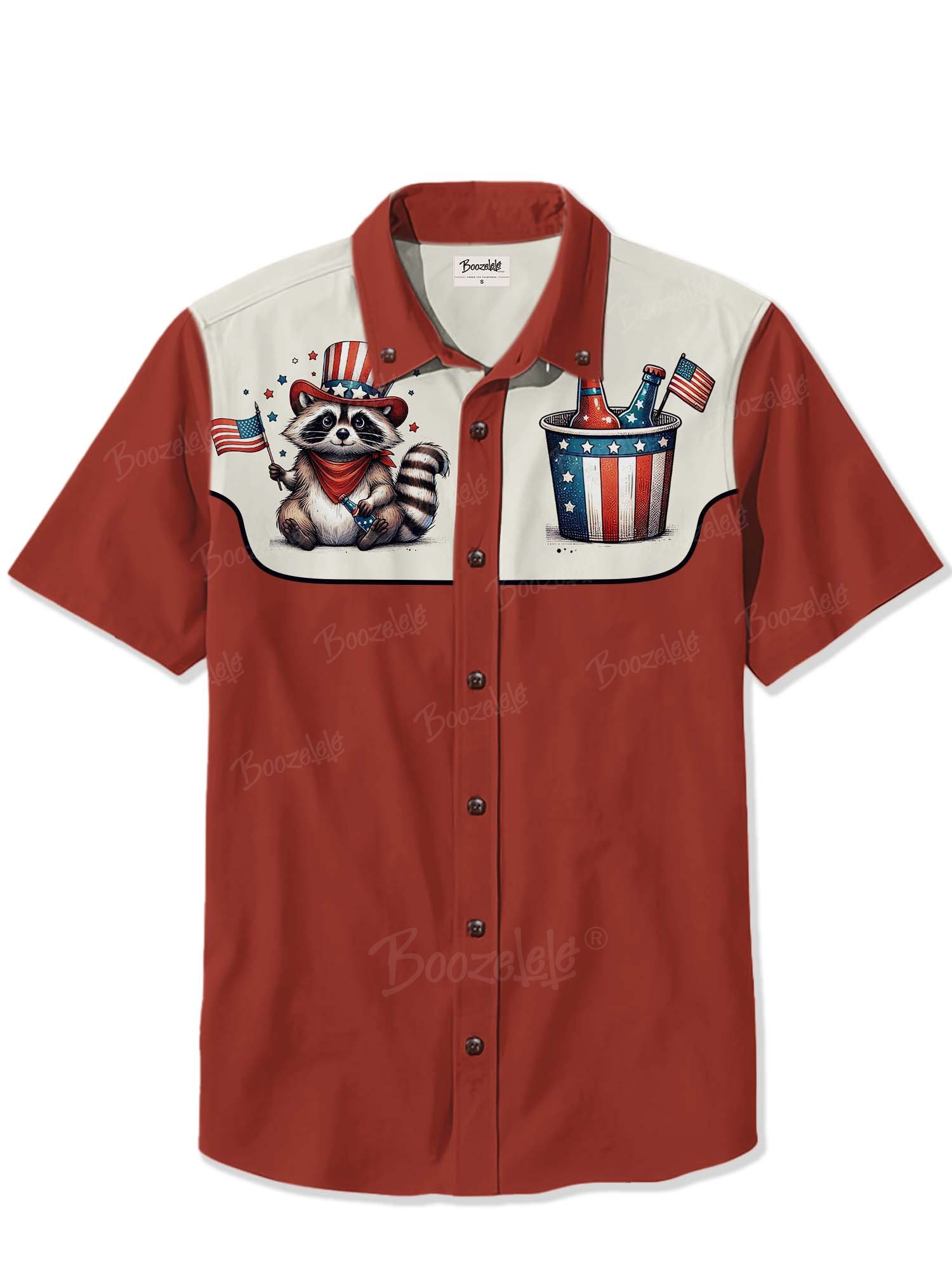 Independence Day Raccoon Party Flag - 100% Cotton Shirt