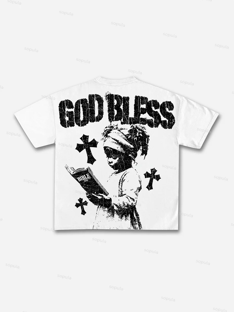 God Bless Children's Prayer Graphic Cotton T-shirt