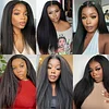 Glueless kinky Yaki straight 200% density brazilian black wigs
