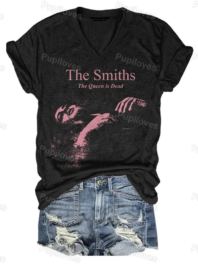 Pupiloves Pupiloves The Smiths The Queen Is Dead V-Neck T-shirt