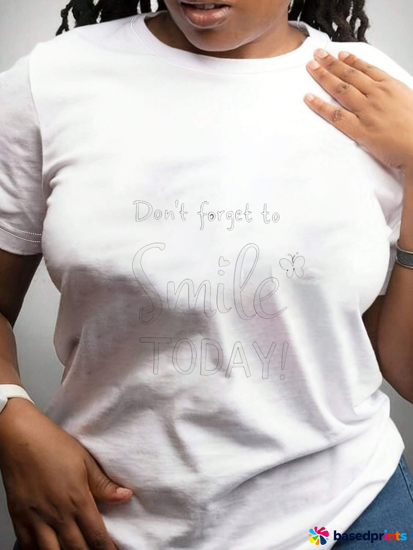 White Cotton T-Shirt with Motivational Quote