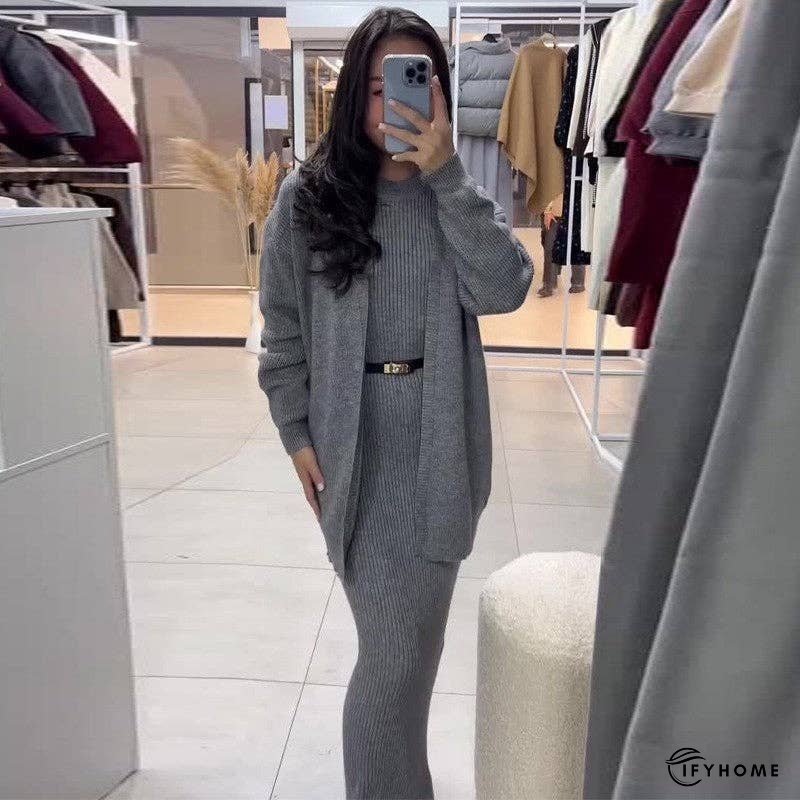 Chic Knit Sweater Dress Set For Fashionistas | IFYHOME