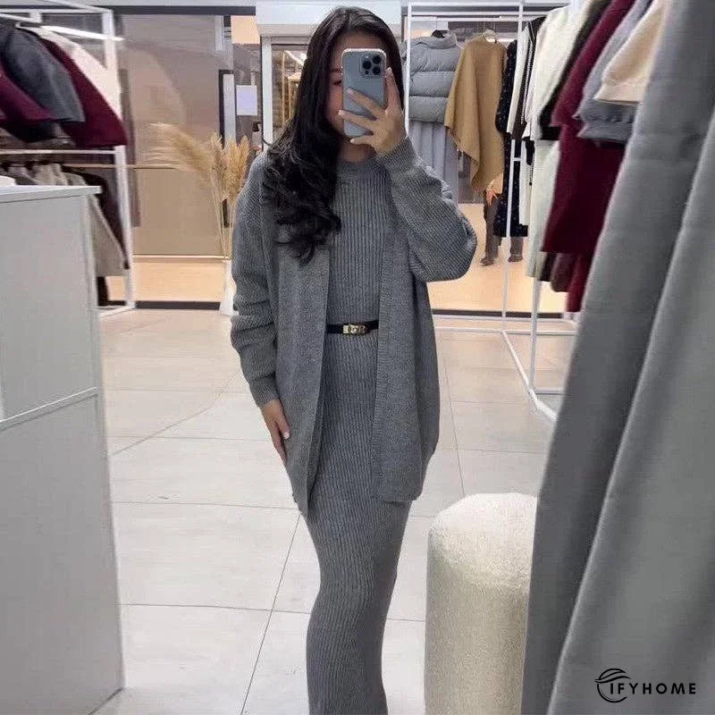 Chic Knit Sweater Dress Set For Fashionistas | IFYHOME