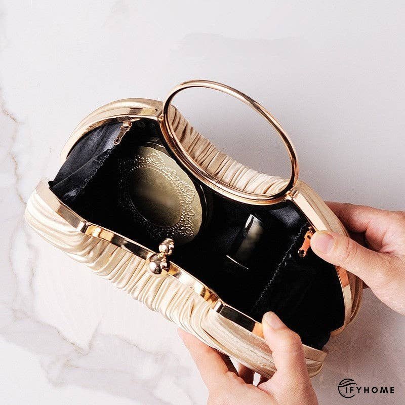 Pleated Round Ring Evening Clutch Bag | IFYHOME