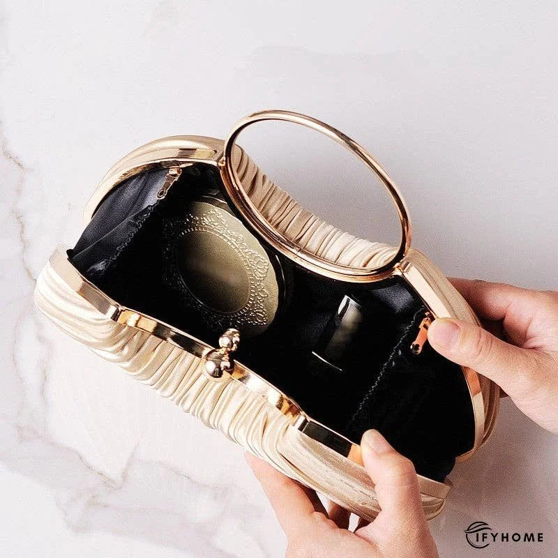 Pleated Round Ring Evening Clutch Bag | IFYHOME