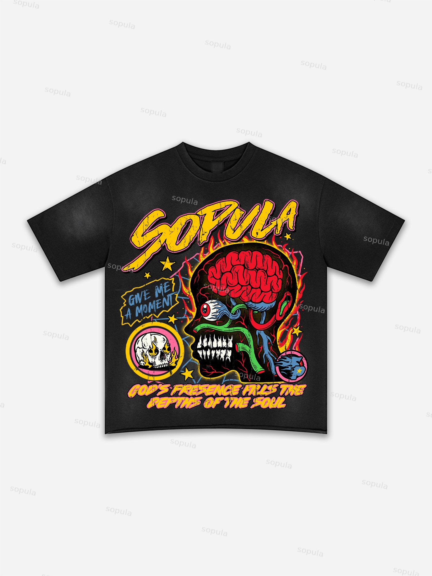 Sopula-burning Soul Graphic Washed T-shirt