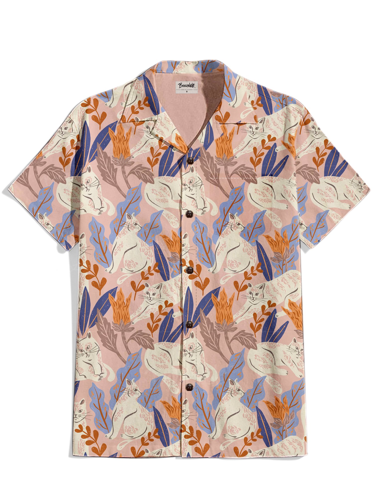 【Samira AhmadianZadeh X Boozelele】Retro Paws & Petals - 100% Cotton Cuban Collar Shirt