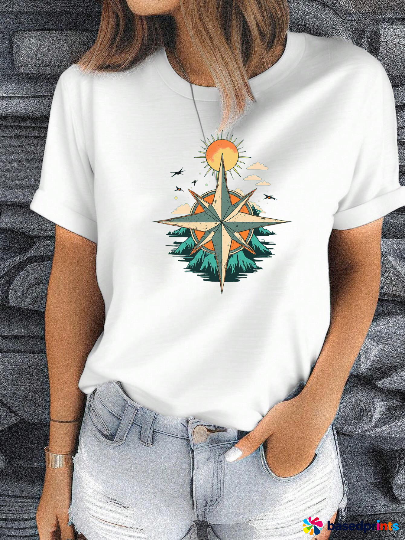 Summer Compass T-Shirt Women Casual Short Sleeve Tops