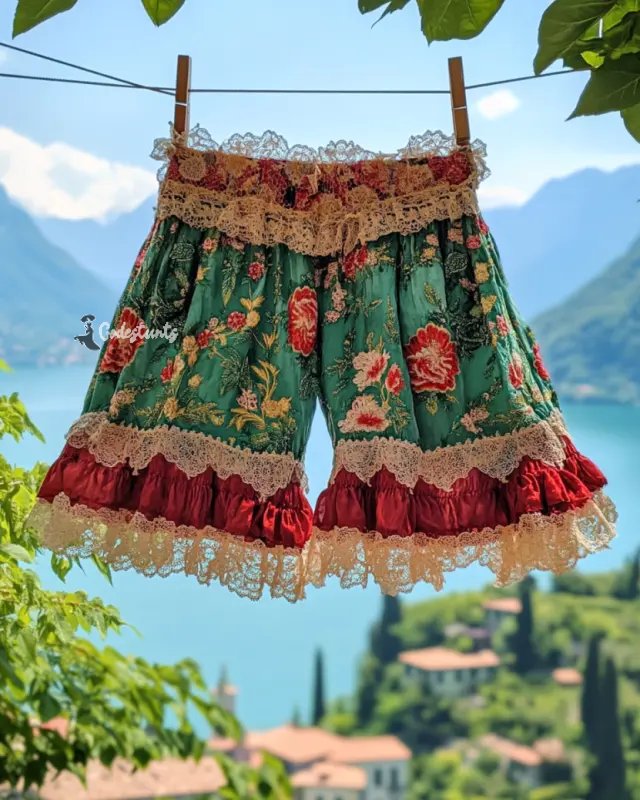 Summer Vacation Ruffle Lace Chiffon Contrast Shorts 16aa