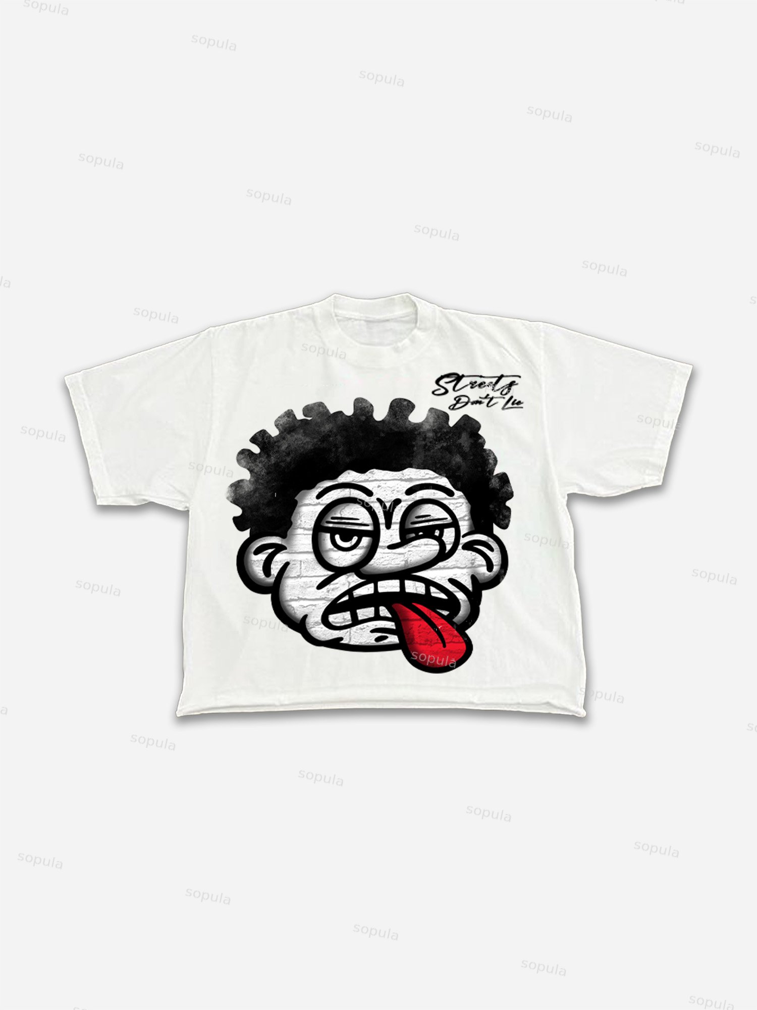 Streets Don't Lie Retro Big Head Cartoon Graphic Cropped T-shirt