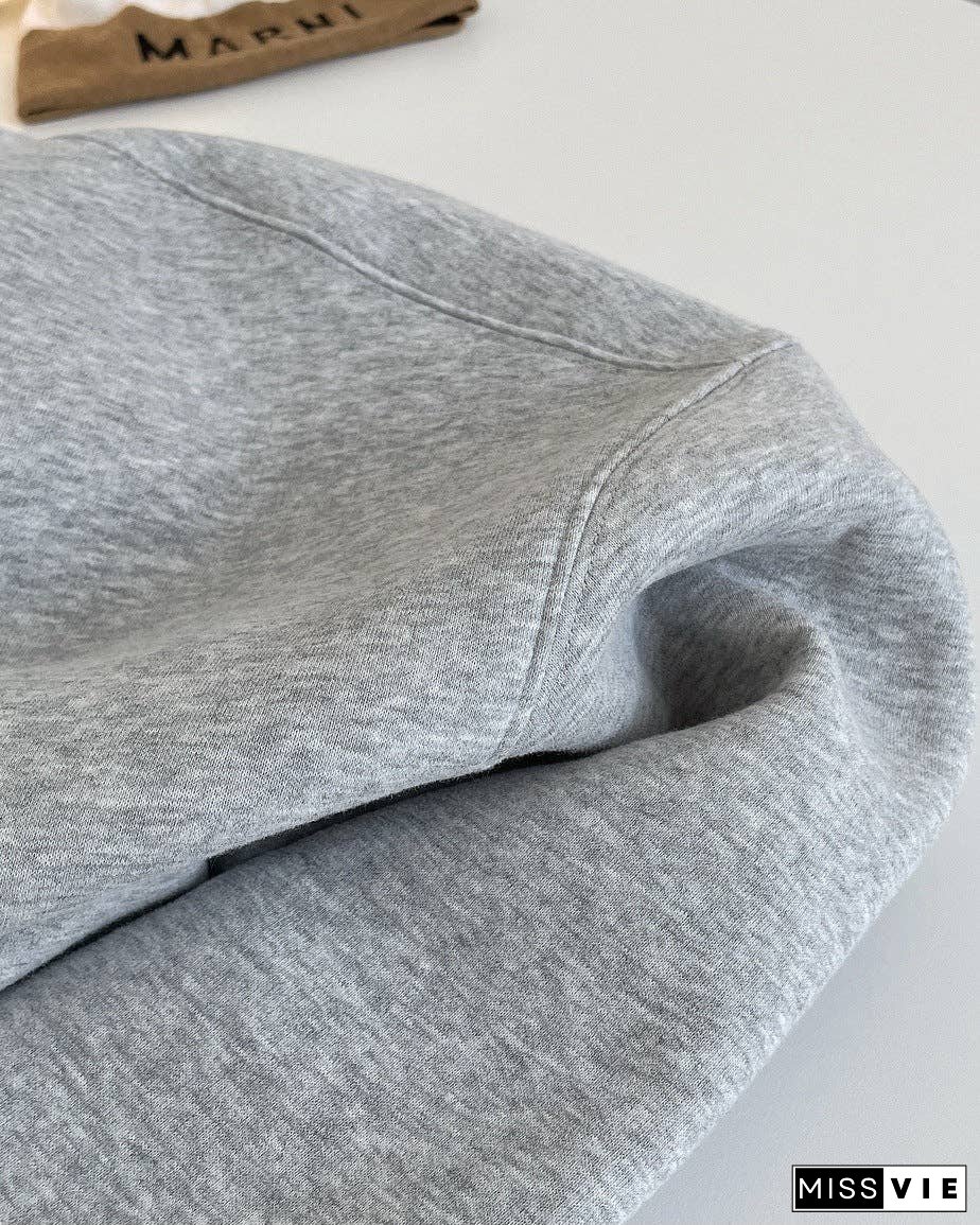 Simple Velvety Loose Solid Colour Hoodie