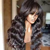 Brazilian Body Wave With Bangs Black Women Glueless Machine Made Remy Wigs