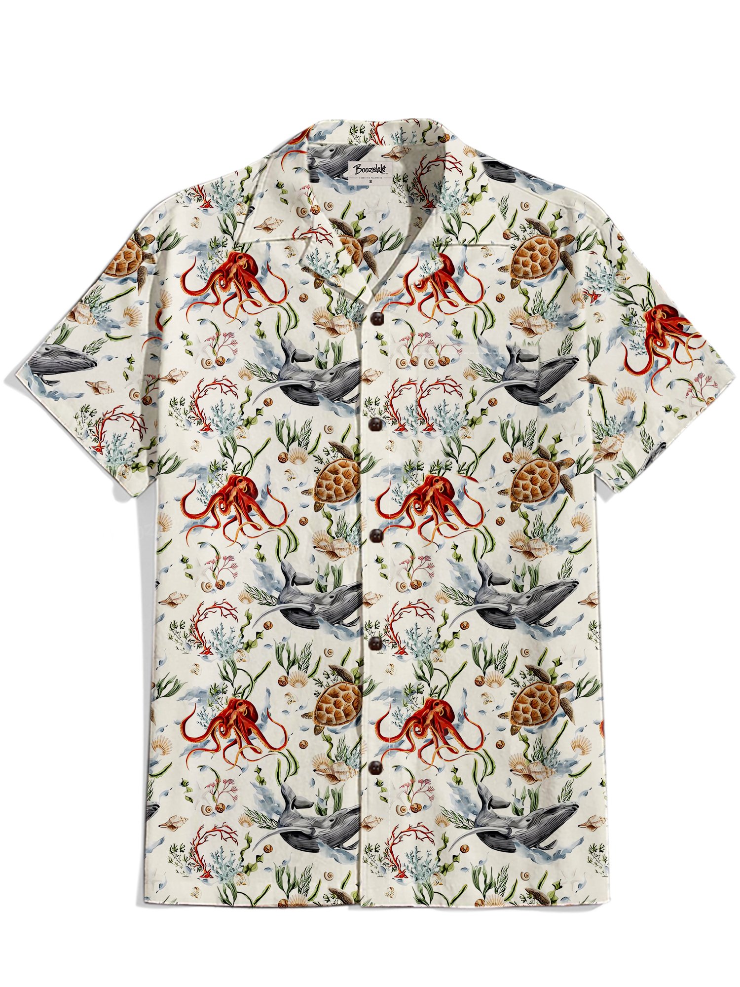 Marine Life - 100% Cotton Cuban Collar Shirt