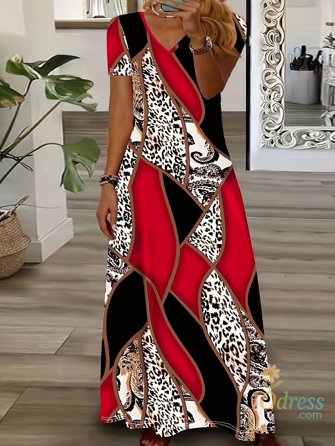 IO Dress Summer New Designer Patchwork Leopard Print Women's Dresses Plus Size Elegant Dresses Long Dresses Female Fashion Women's Cloth